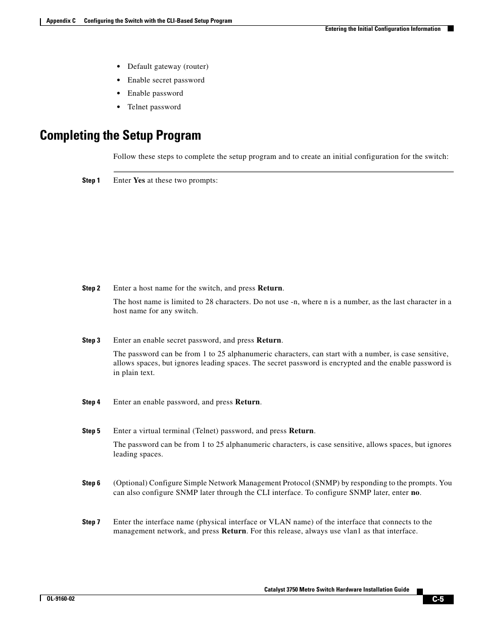Completing the setup program | Cisco 3750 User Manual | Page 77 / 86