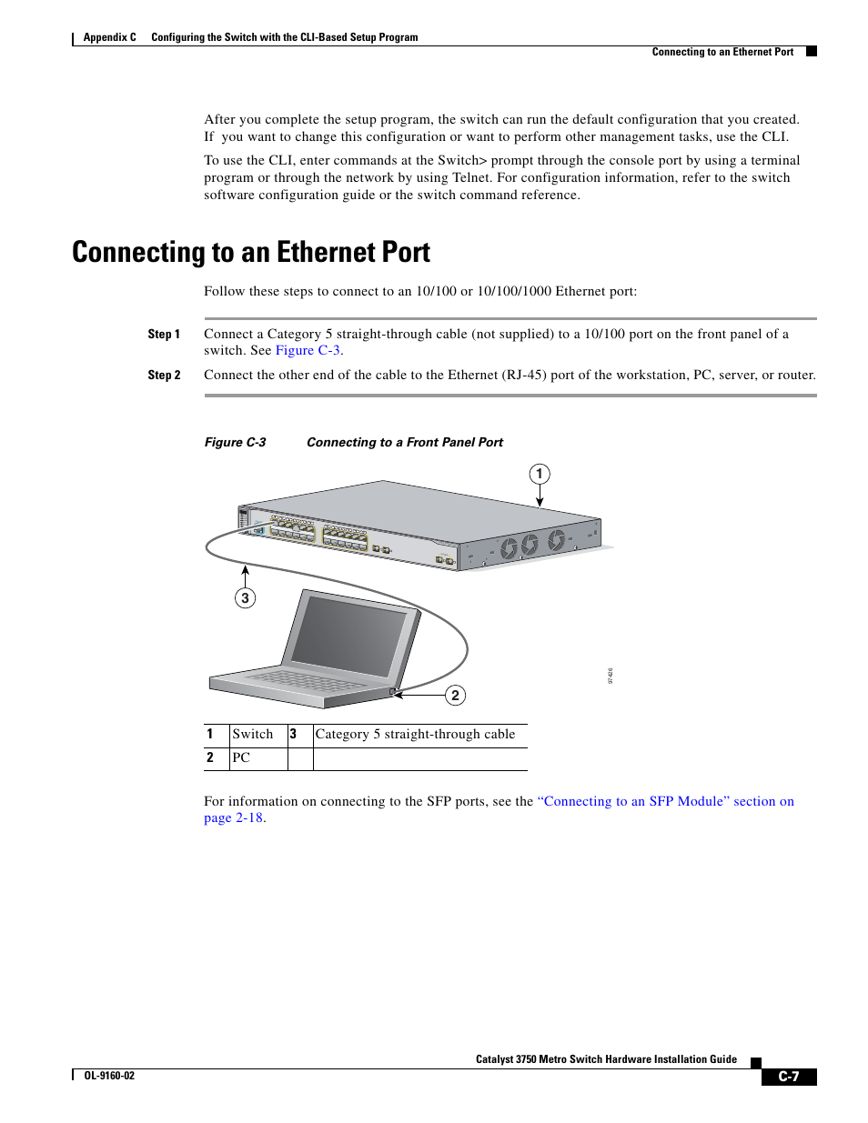 Connecting to an ethernet port | Cisco 3750 User Manual | Page 79 / 86