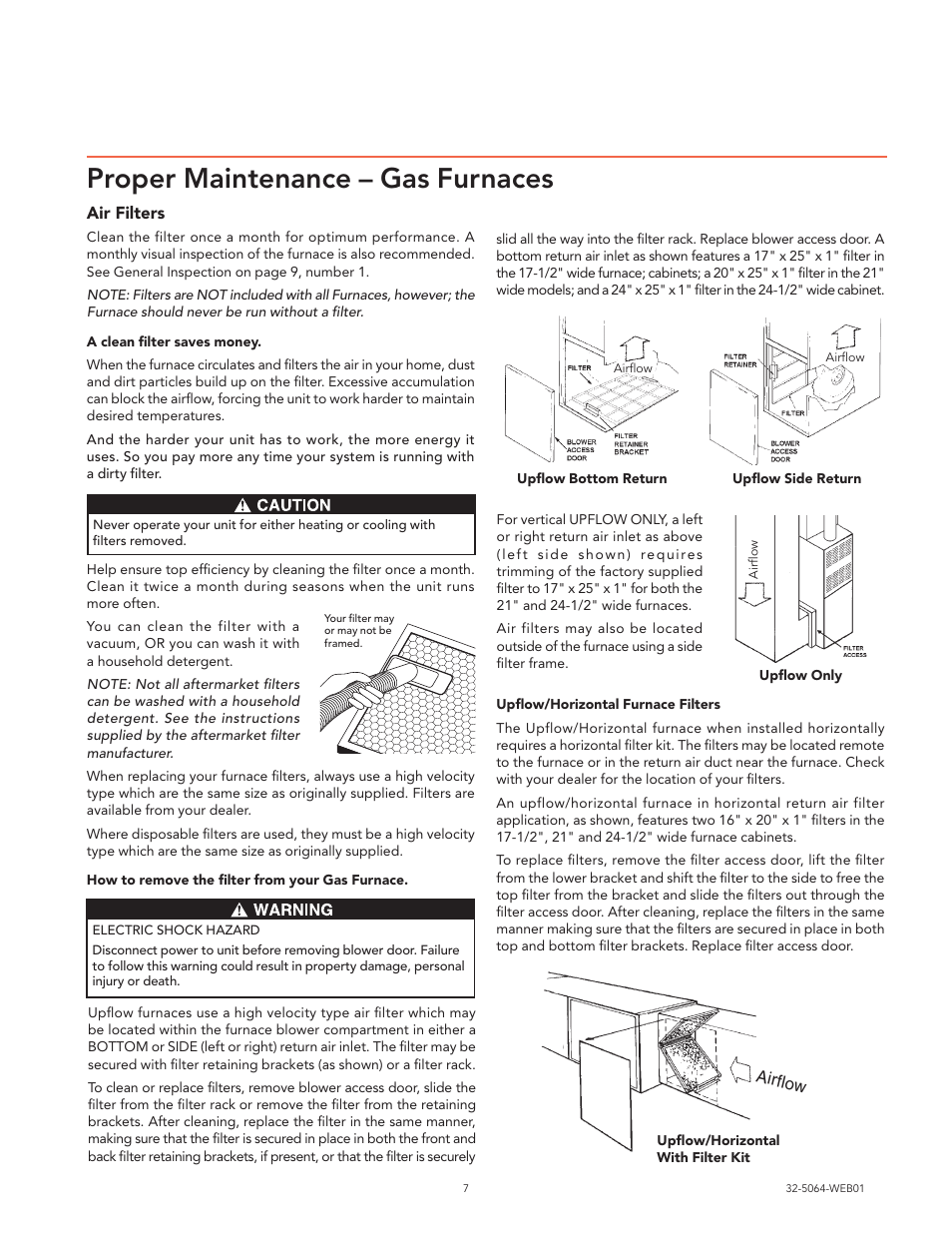 Proper maintenance – gas furnaces | Trane XR80 User Manual | Page 7 / 12