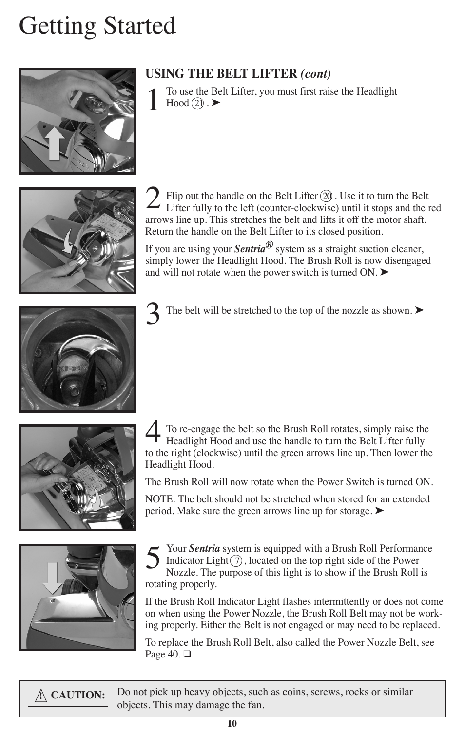 Getting started | Kirby Sentria User Manual | Page 11 / 58