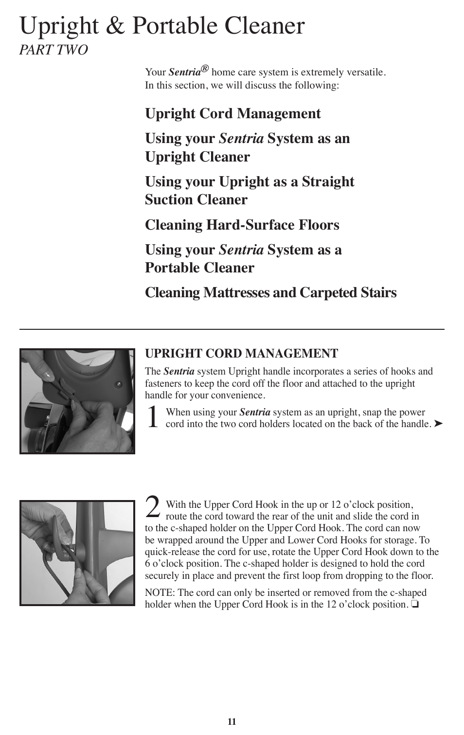 Upright & portable cleaner | Kirby Sentria User Manual | Page 12 / 58