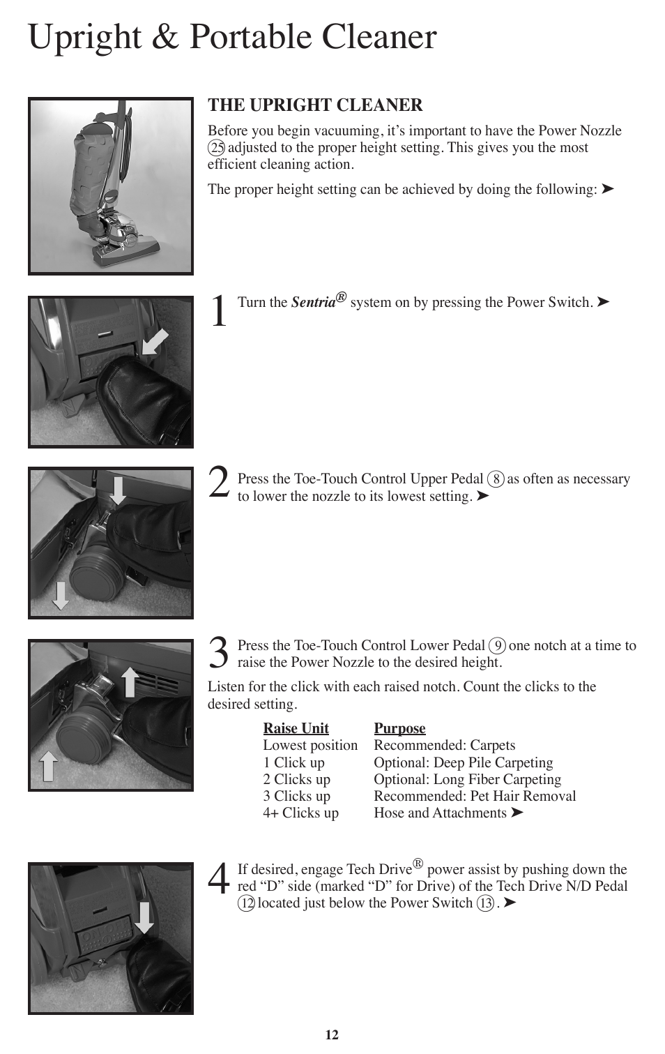 Upright & portable cleaner | Kirby Sentria User Manual | Page 13 / 58