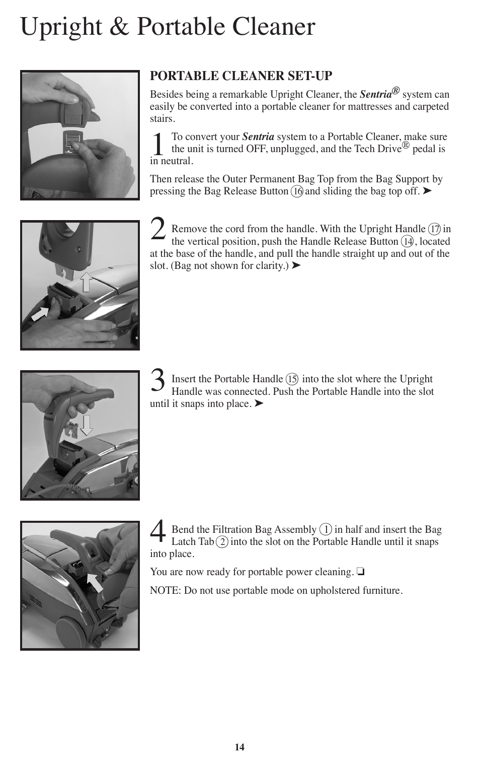 Upright & portable cleaner | Kirby Sentria User Manual | Page 15 / 58