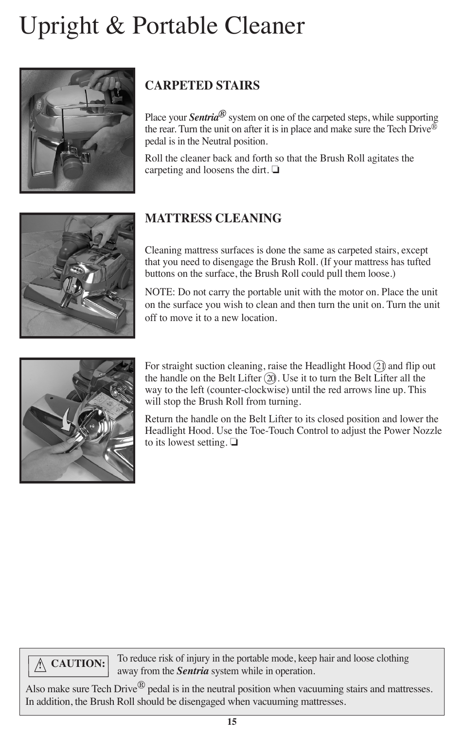 Upright & portable cleaner | Kirby Sentria User Manual | Page 16 / 58