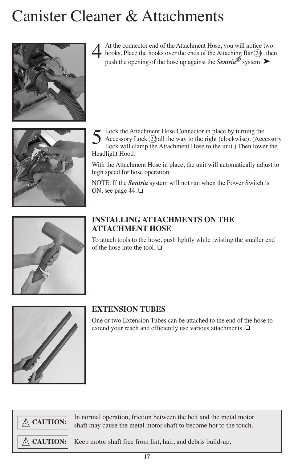 Canister cleaner & attachments | Kirby Sentria User Manual | Page 18 / 58