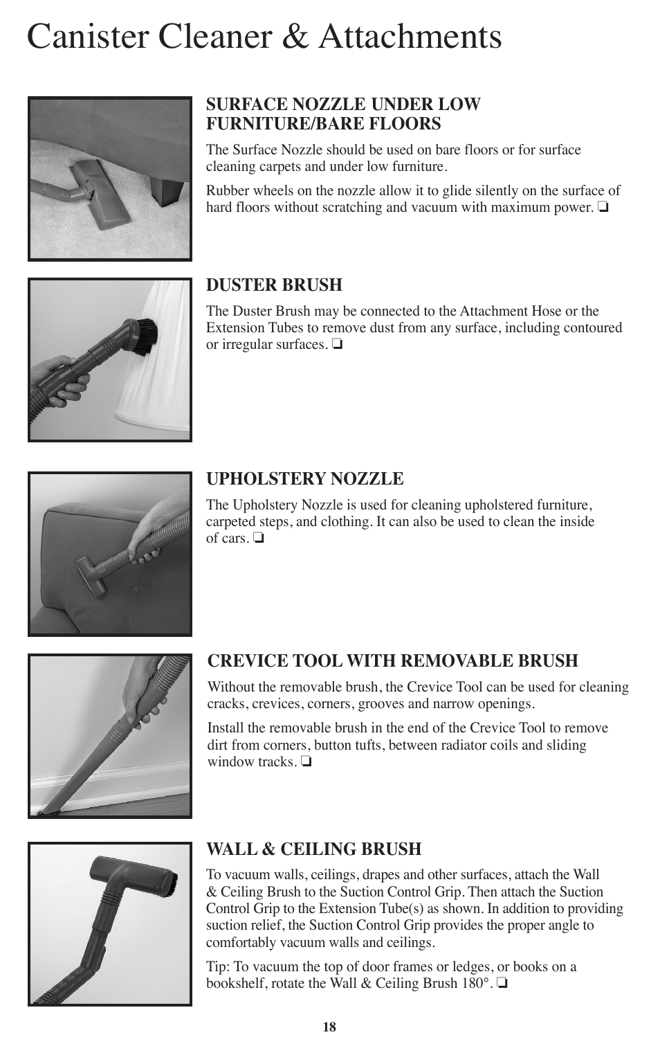 Canister cleaner & attachments | Kirby Sentria User Manual | Page 19 / 58