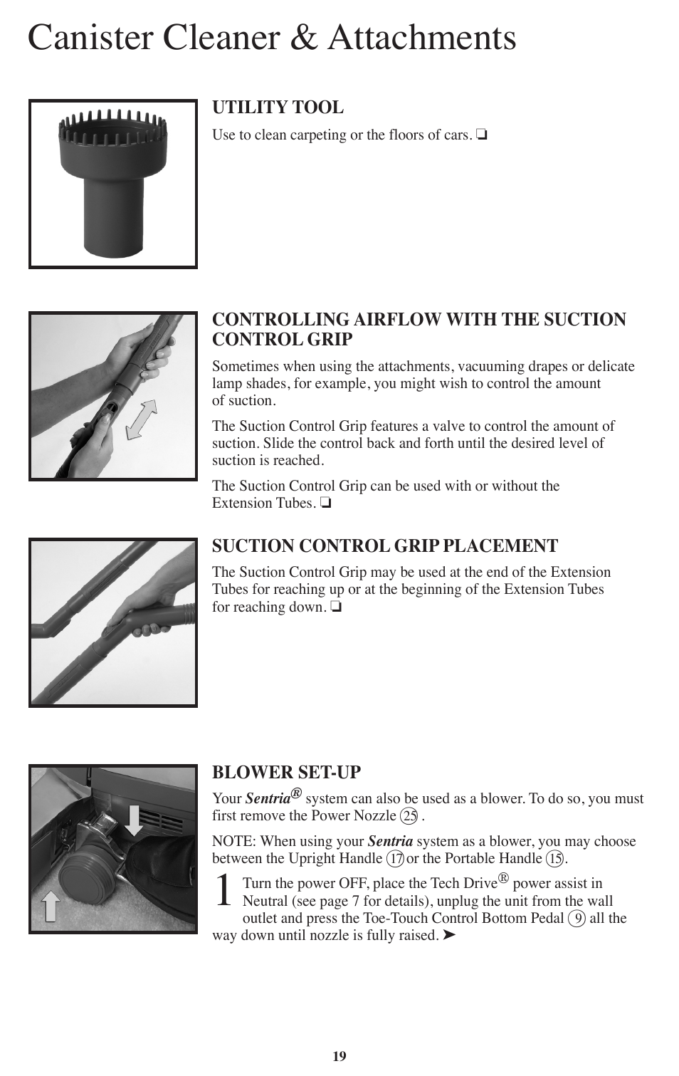 Canister cleaner & attachments | Kirby Sentria User Manual | Page 20 / 58