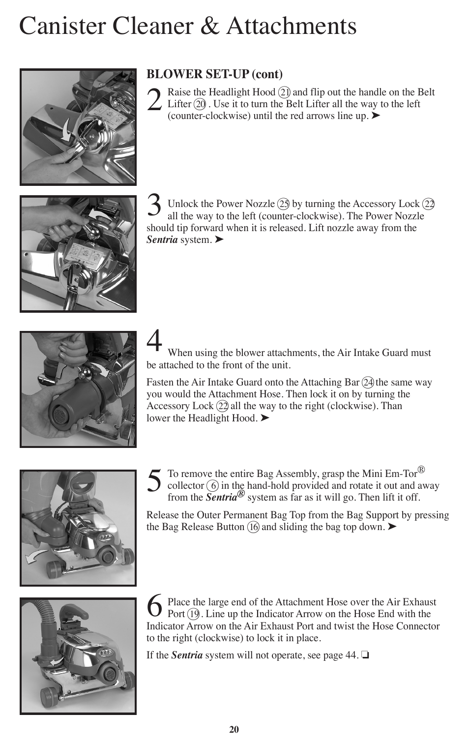 Canister cleaner & attachments | Kirby Sentria User Manual | Page 21 / 58