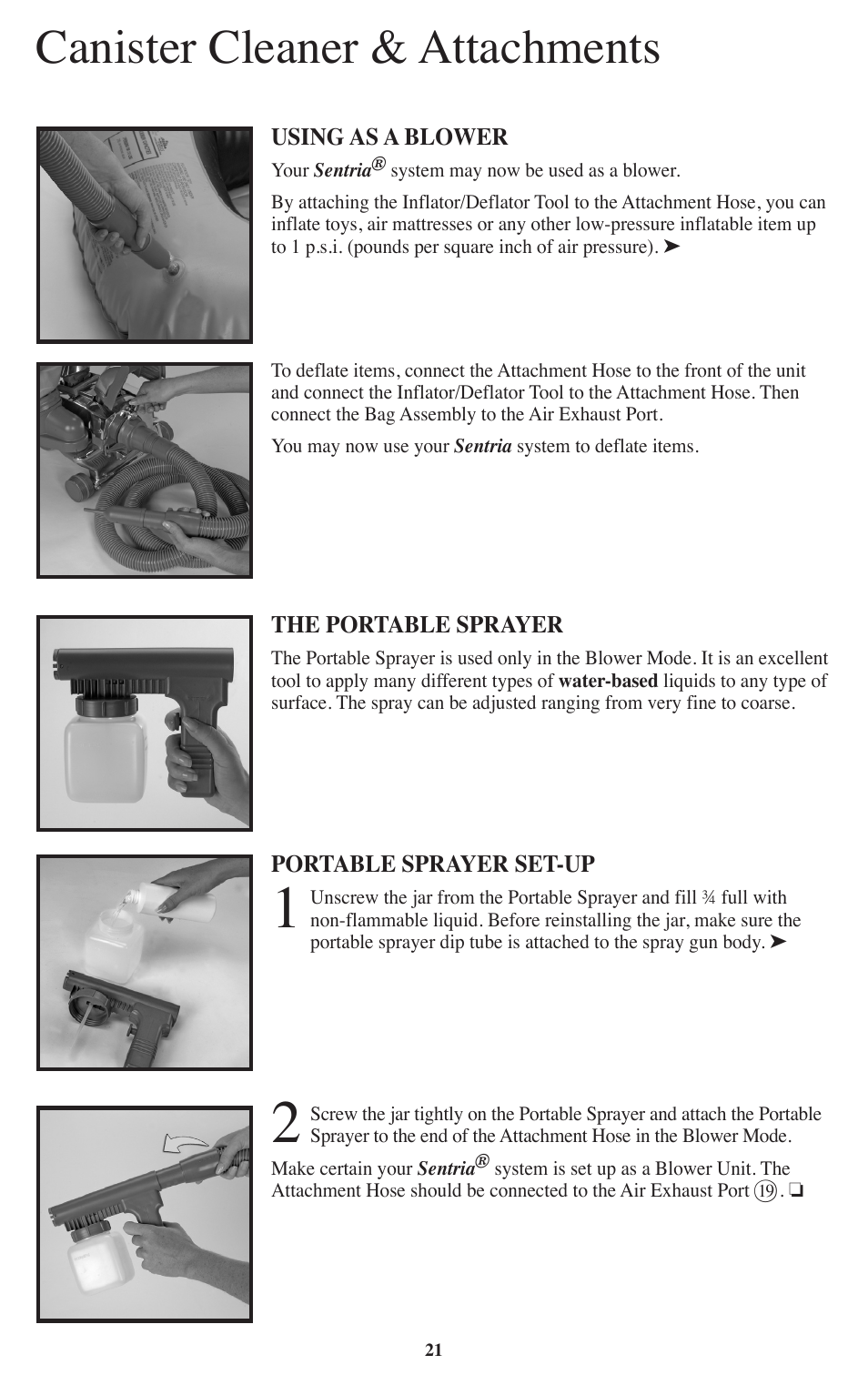 Canister cleaner & attachments | Kirby Sentria User Manual | Page 22 / 58