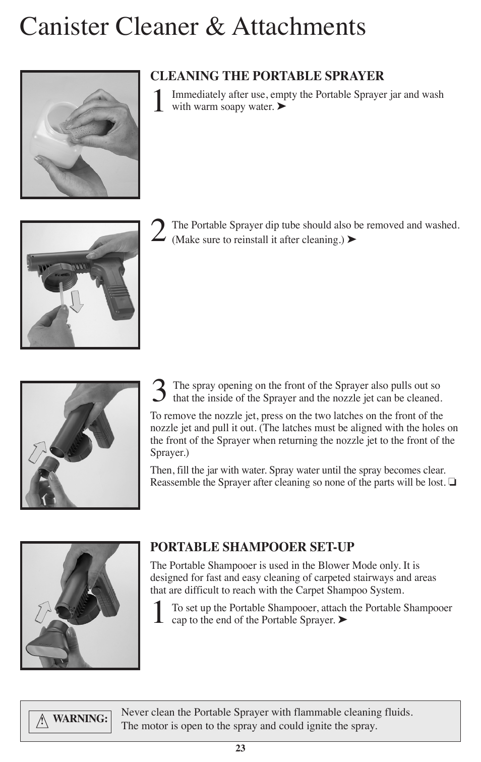 Canister cleaner & attachments | Kirby Sentria User Manual | Page 24 / 58