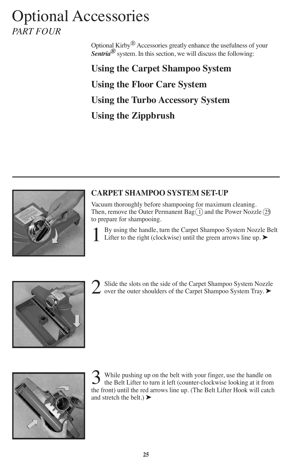 Optional accessories | Kirby Sentria User Manual | Page 26 / 58
