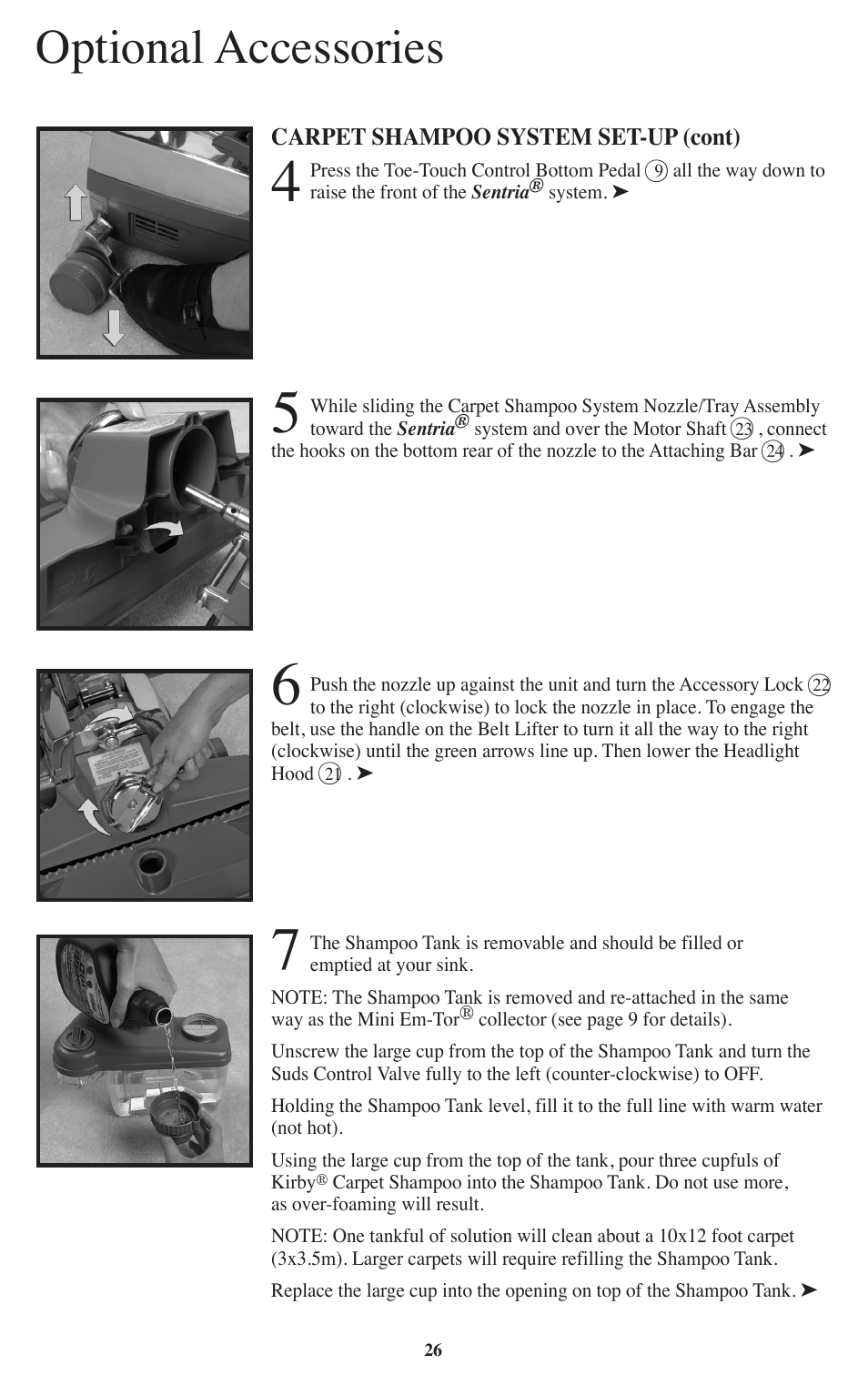 Optional accessories | Kirby Sentria User Manual | Page 27 / 58