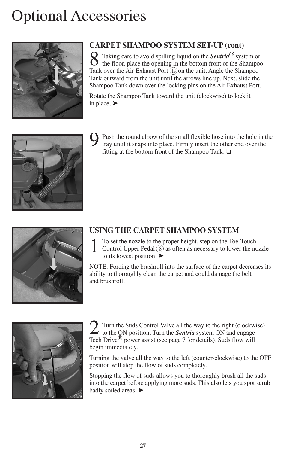 Optional accessories | Kirby Sentria User Manual | Page 28 / 58