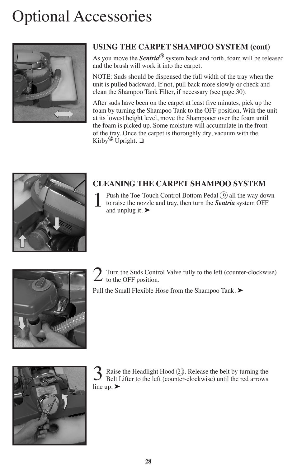 Optional accessories | Kirby Sentria User Manual | Page 29 / 58