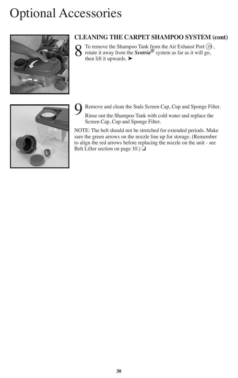 Optional accessories | Kirby Sentria User Manual | Page 31 / 58