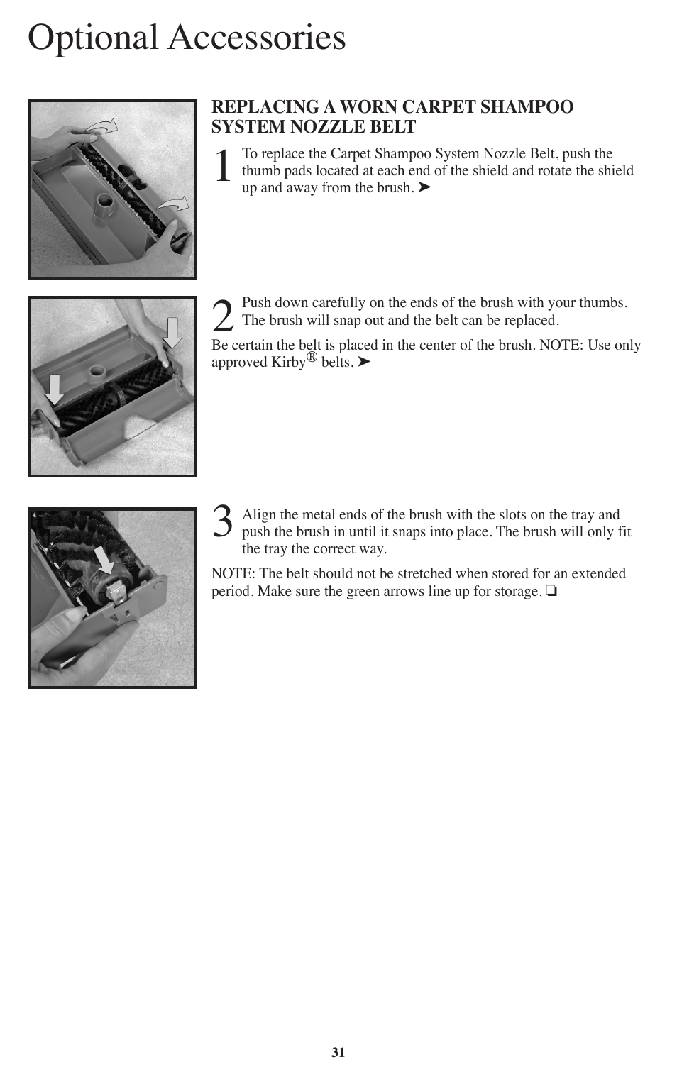 Optional accessories | Kirby Sentria User Manual | Page 32 / 58