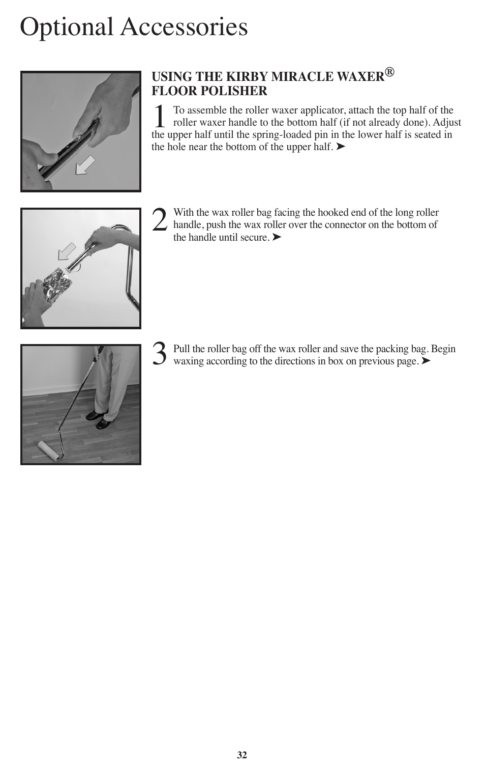 Optional accessories | Kirby Sentria User Manual | Page 33 / 58