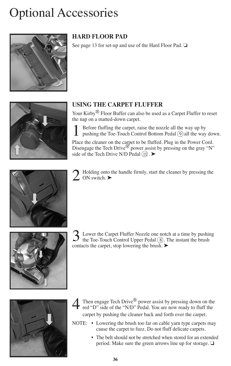 Optional accessories | Kirby Sentria User Manual | Page 37 / 58