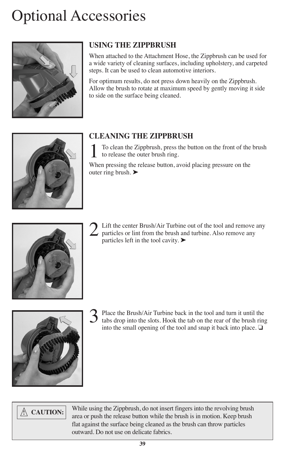 Optional accessories | Kirby Sentria User Manual | Page 40 / 58