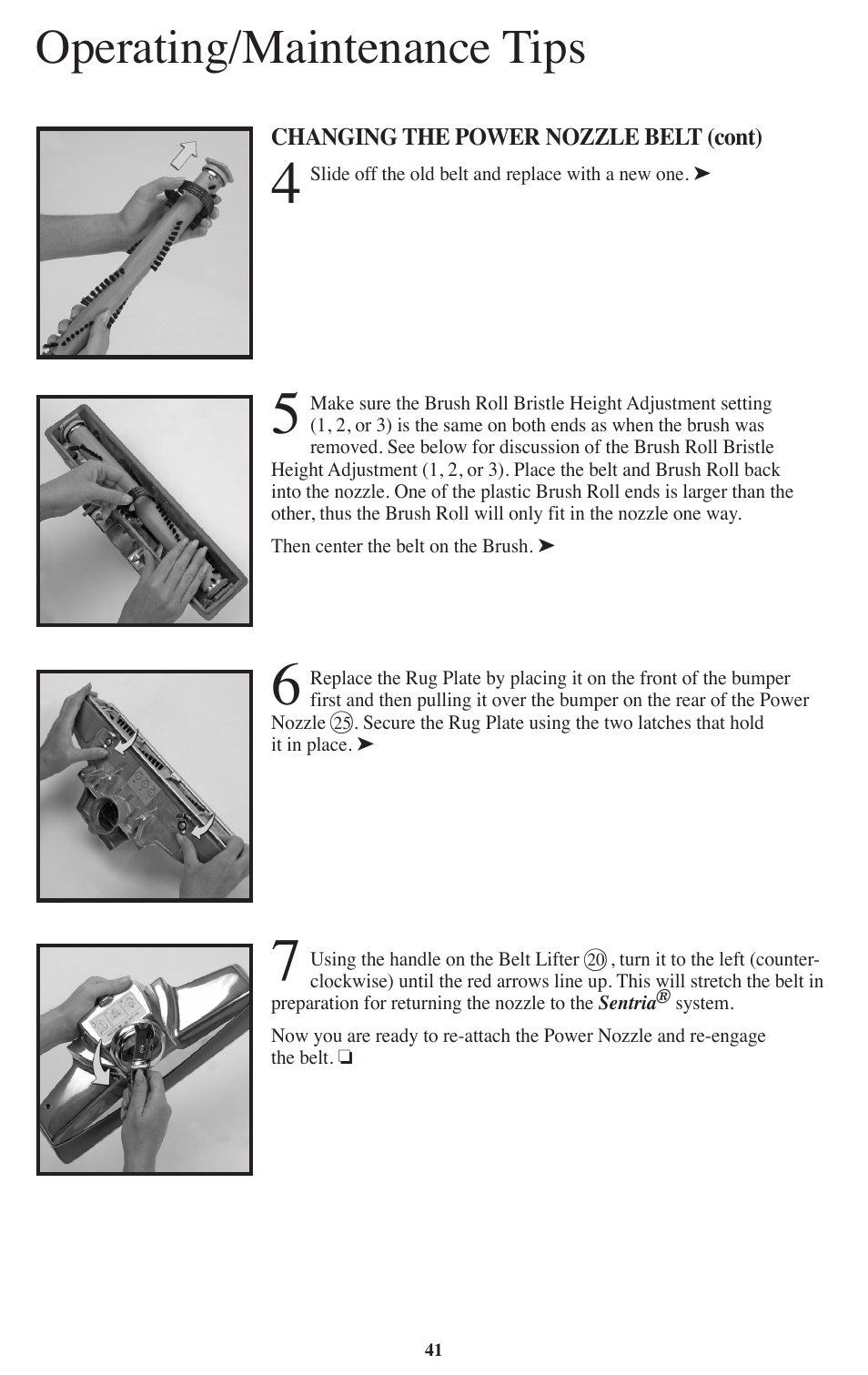 Operating/maintenance tips | Kirby Sentria User Manual | Page 42 / 58