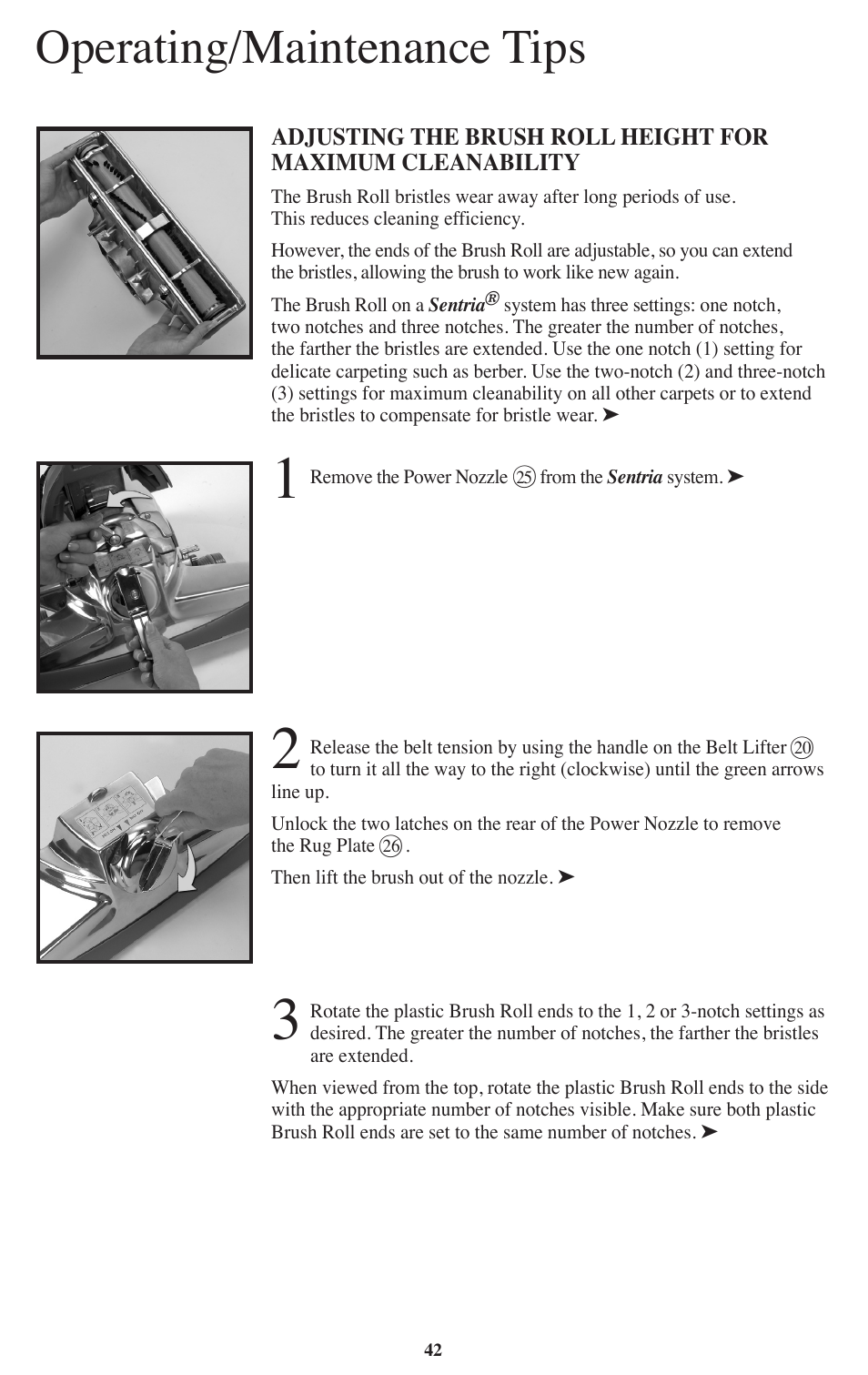 Operating/maintenance tips | Kirby Sentria User Manual | Page 43 / 58