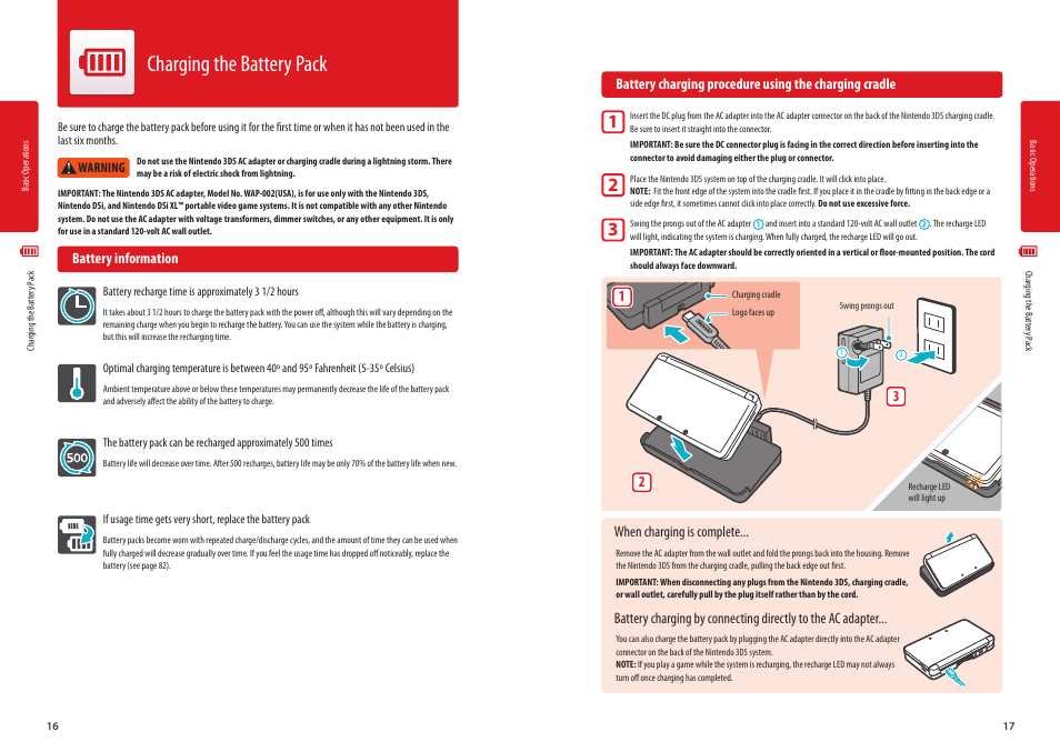 Charging the battery pack | Nintendo 3DS User Manual | Page 10 / 52