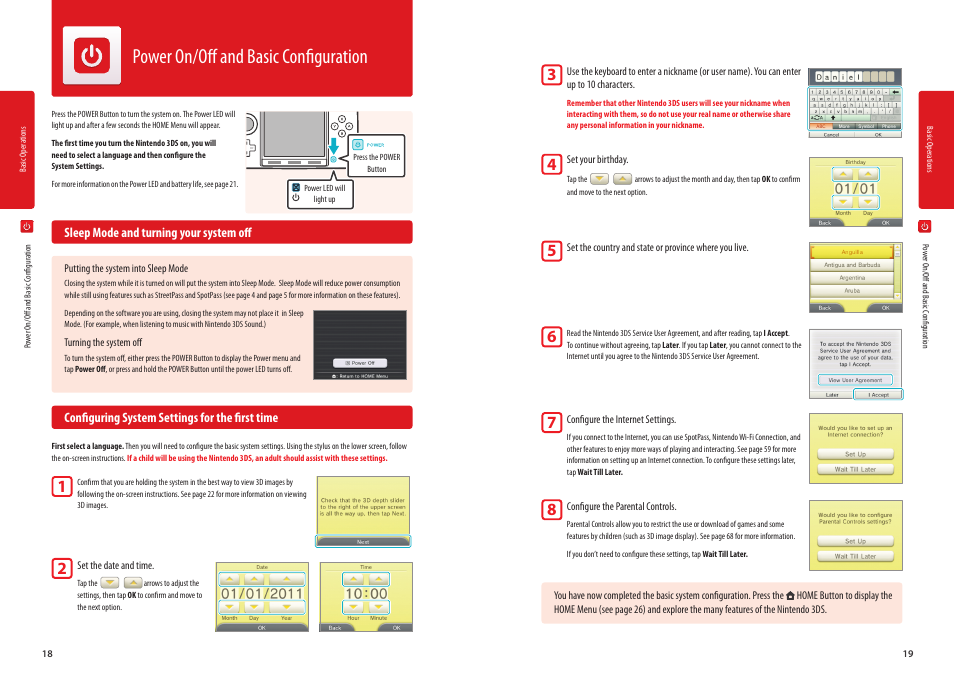 Power on/off and basic configuration | Nintendo 3DS User Manual | Page 11 / 52