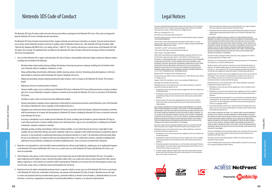 Legal notices, Nintendo 3ds code of conduct | Nintendo 3DS User Manual | Page 51 / 52