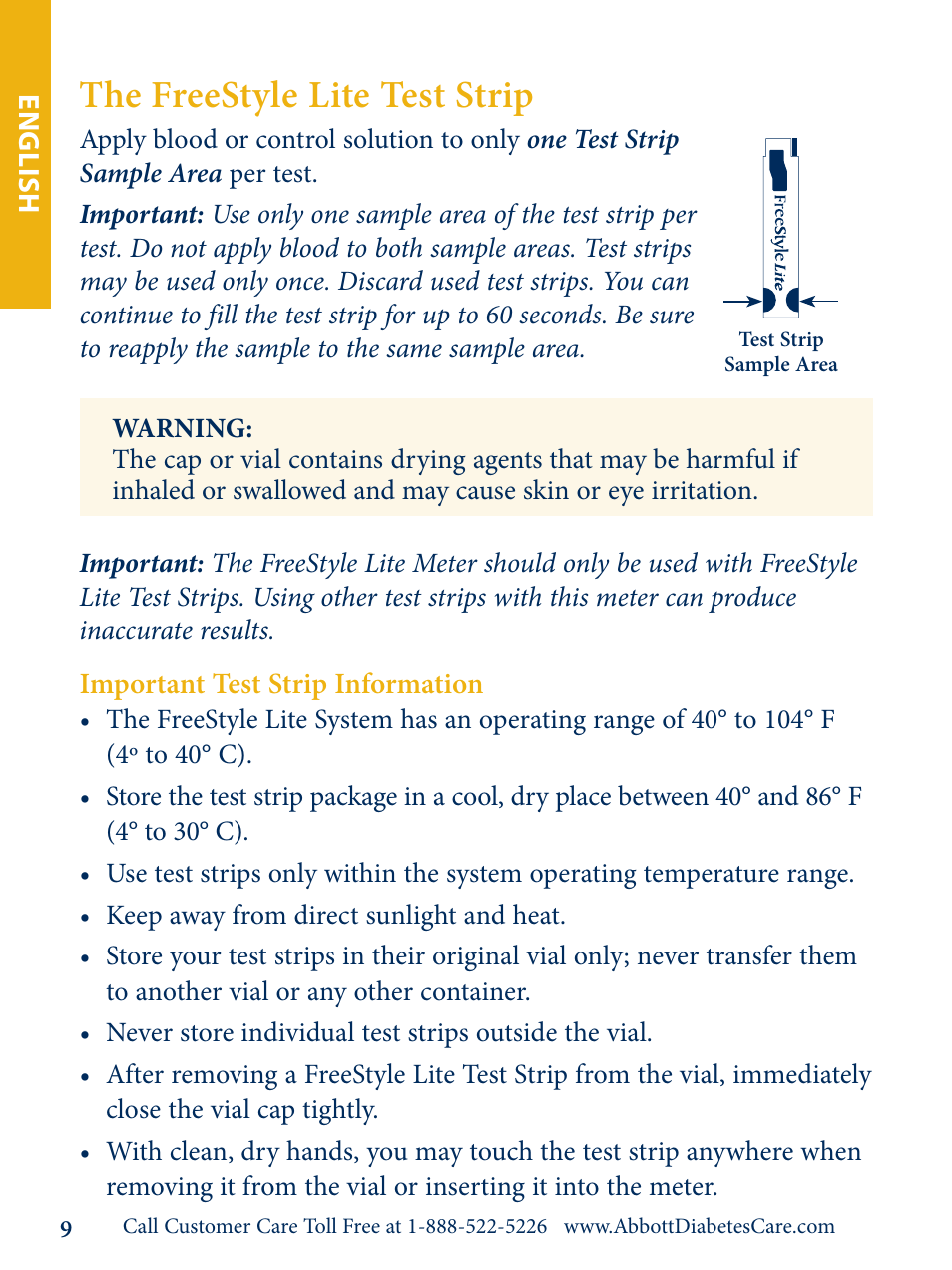 The freestyle lite test strip | Abbott Freestyle Lite User Manual | Page 11 / 72
