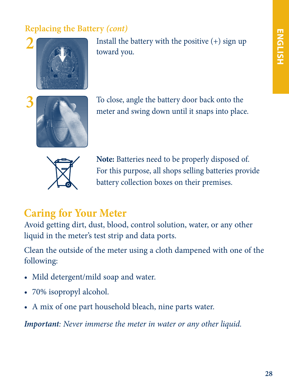 Caring for your meter | Abbott Freestyle Lite User Manual | Page 30 / 72