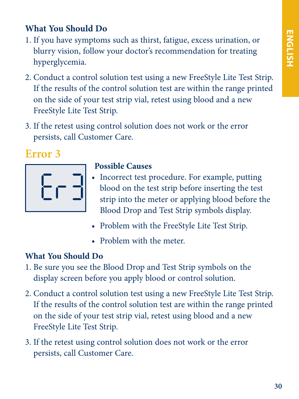Error 3 | Abbott Freestyle Lite User Manual | Page 32 / 72