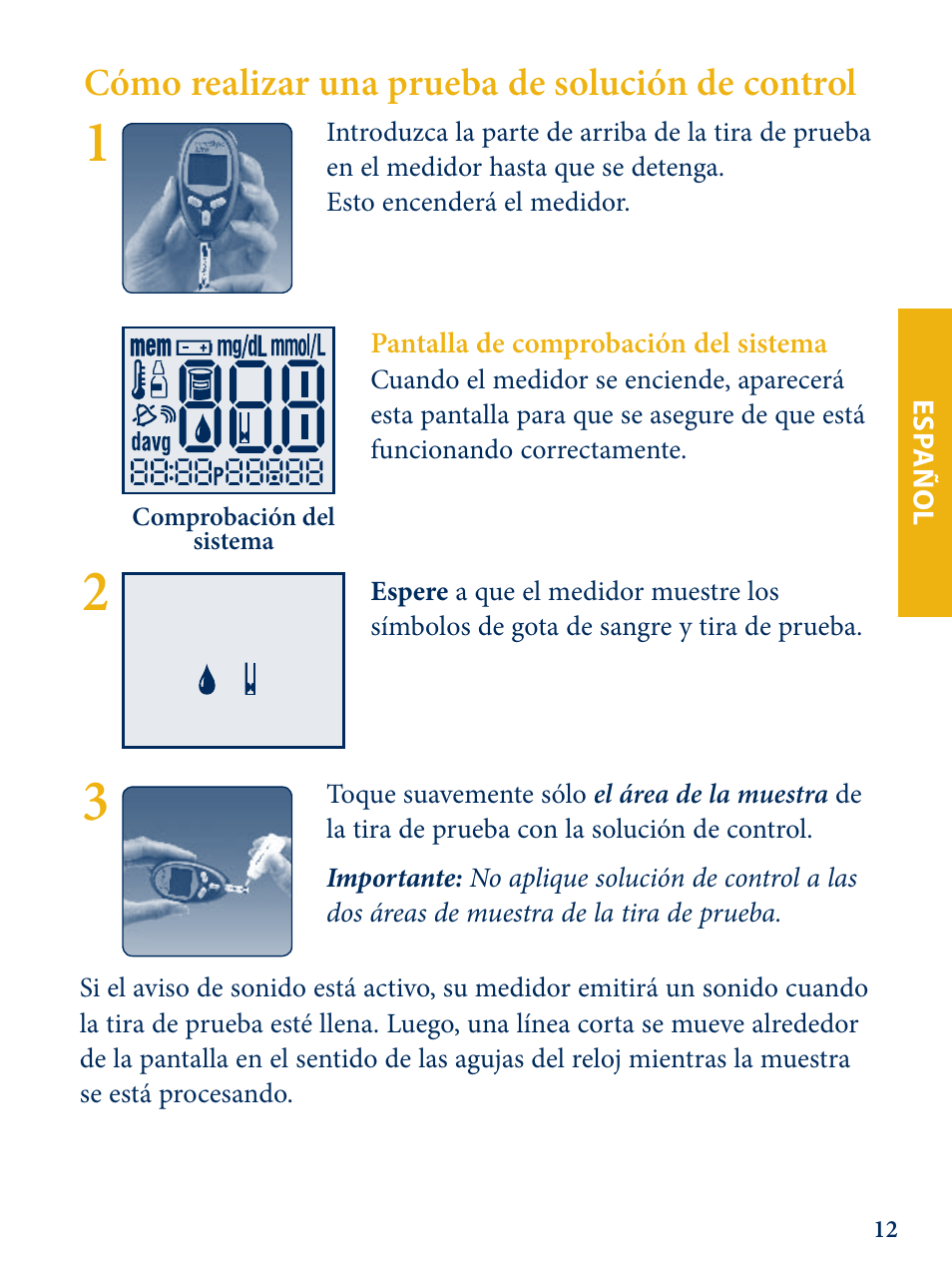 Cómo realizar una prueba de solución de control | Abbott Freestyle Lite User Manual | Page 50 / 72
