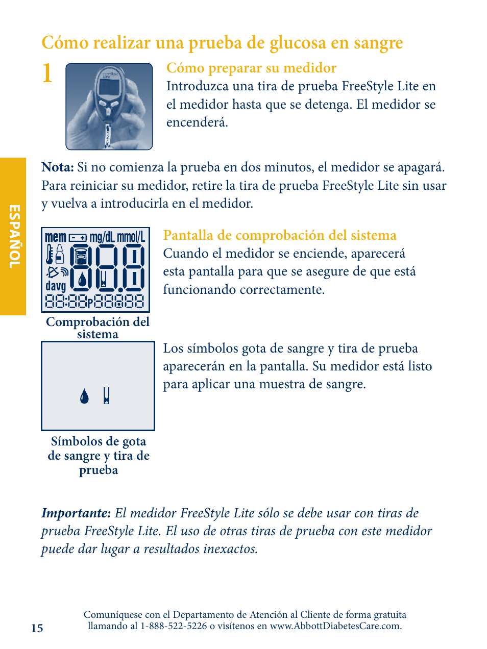 Cómo realizar una prueba de glucosa en sangre | Abbott Freestyle Lite User Manual | Page 53 / 72