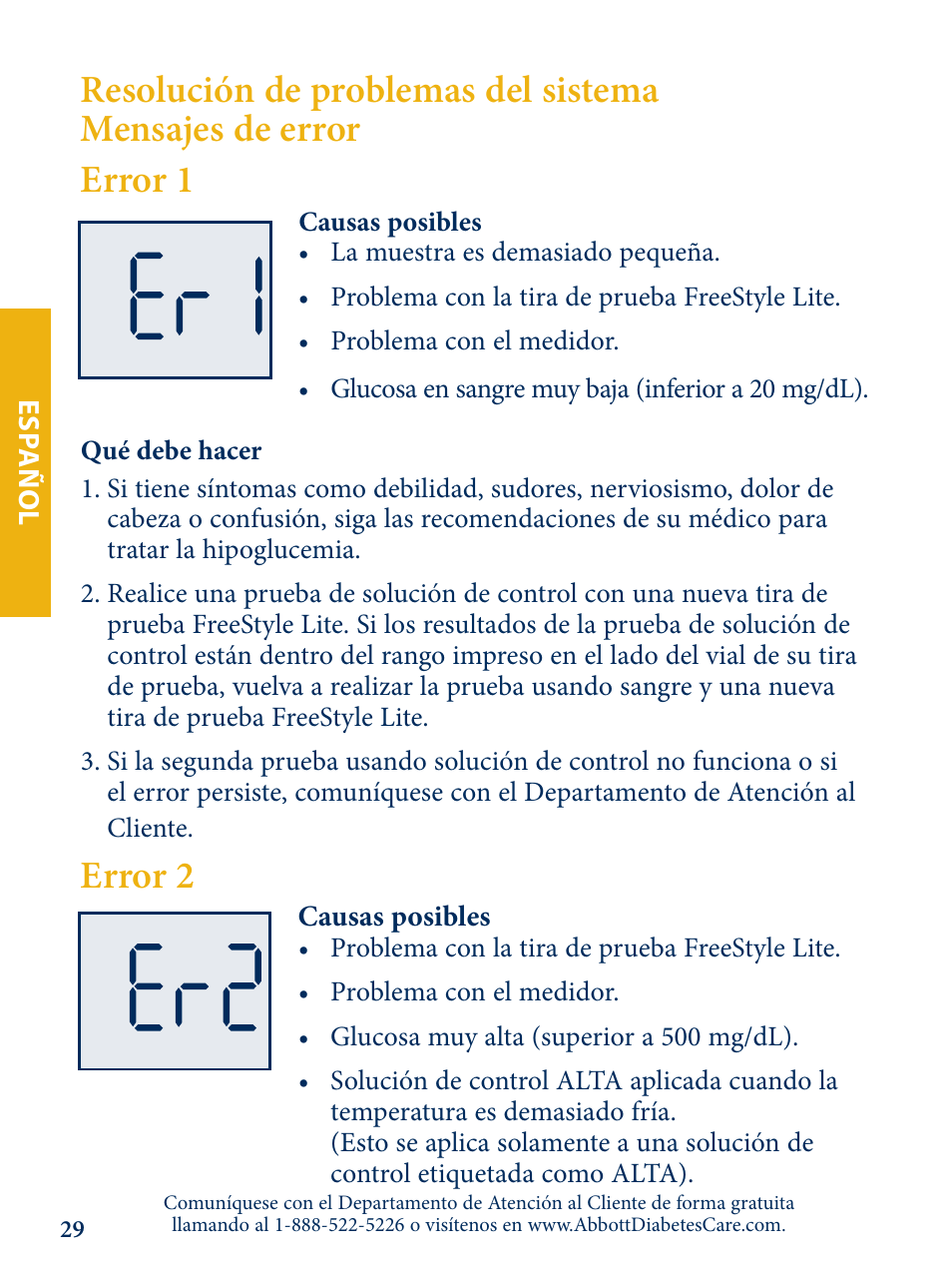 Error 2 | Abbott Freestyle Lite User Manual | Page 67 / 72