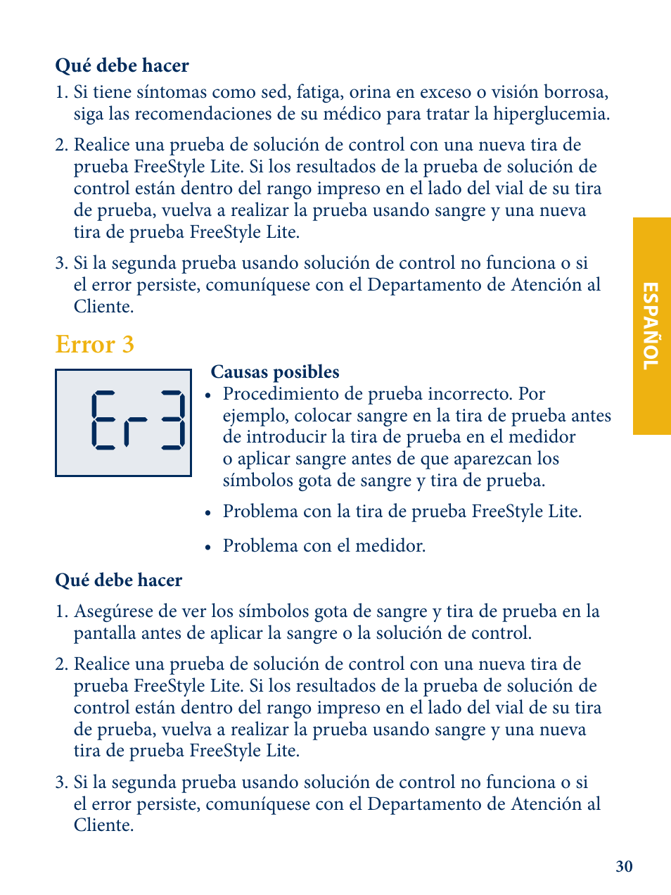Error 3 | Abbott Freestyle Lite User Manual | Page 68 / 72