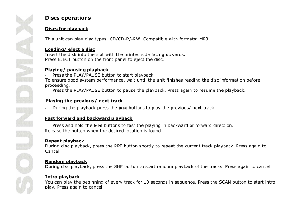SoundMax SM-CDM1035 User Manual | Page 12 / 33