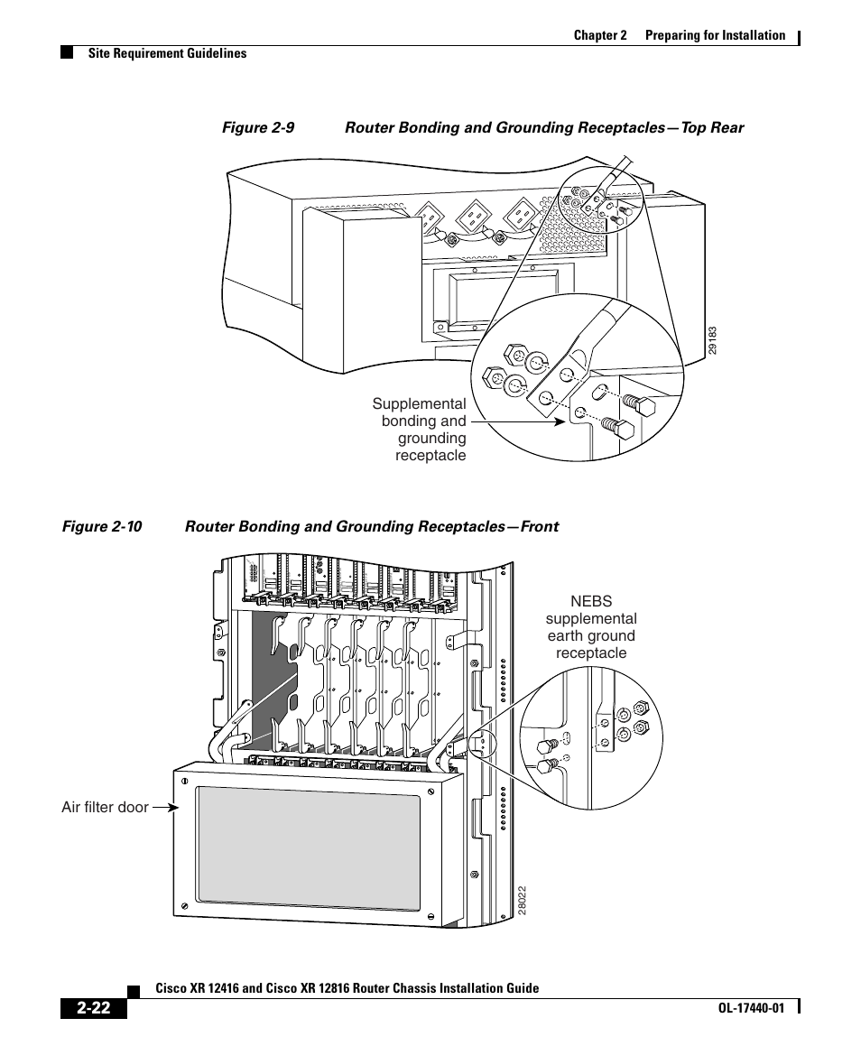Supplemental bonding and grounding receptacle | Cisco XR 12416 User Manual | Page 22 / 34
