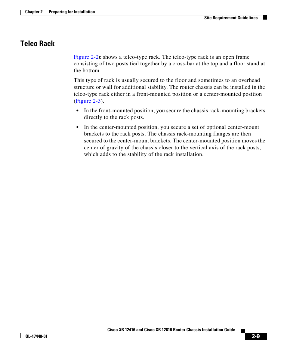 Telco rack | Cisco XR 12416 User Manual | Page 9 / 34