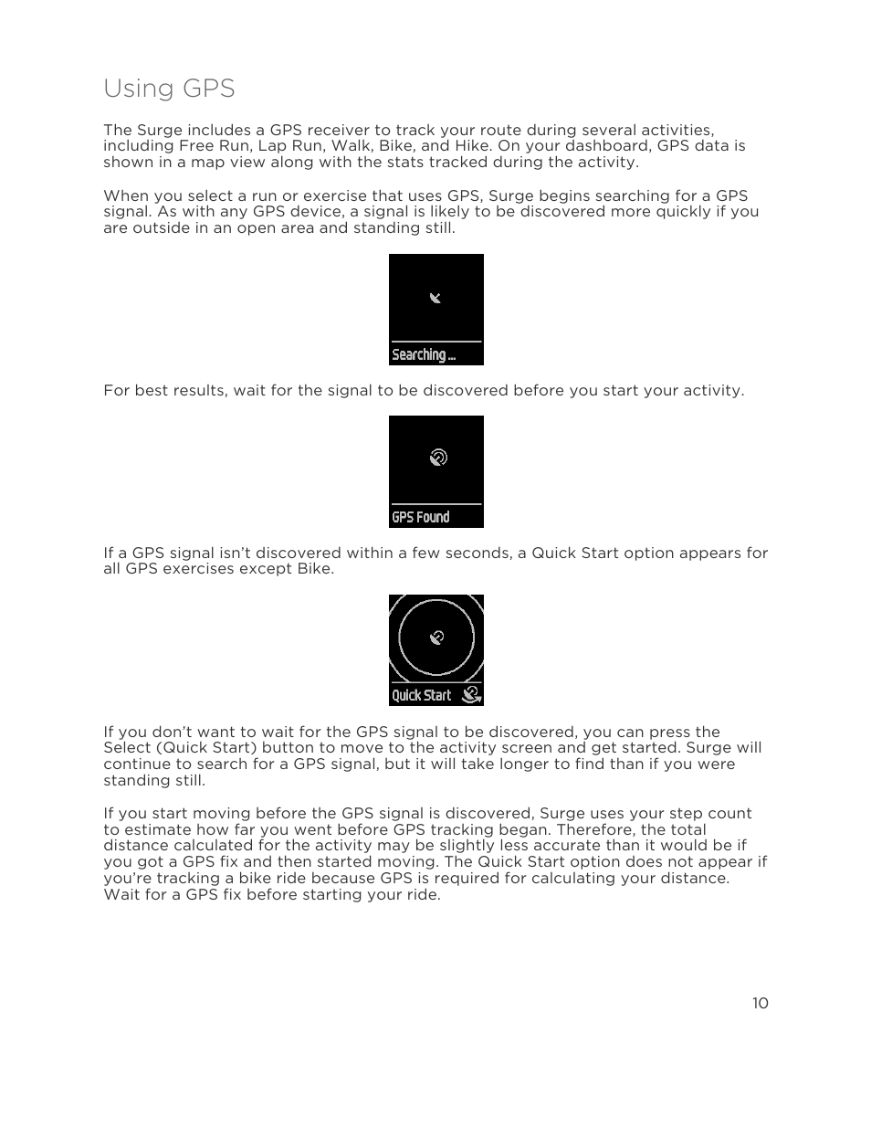 Using gps | Fitbit Surge User Manual | Page 15 / 48