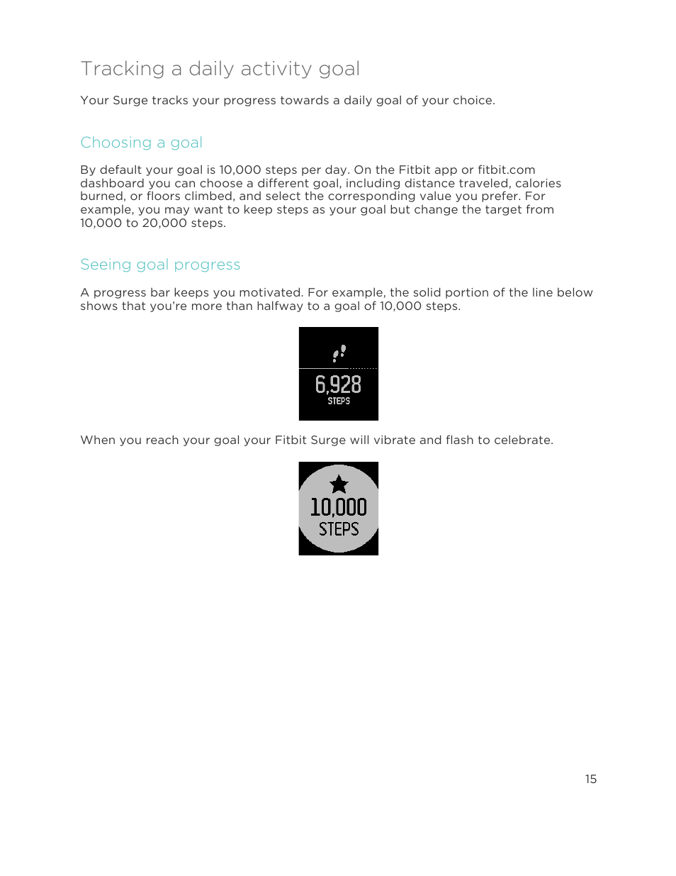 Tracking a daily activity goal | Fitbit Surge User Manual | Page 20 / 48