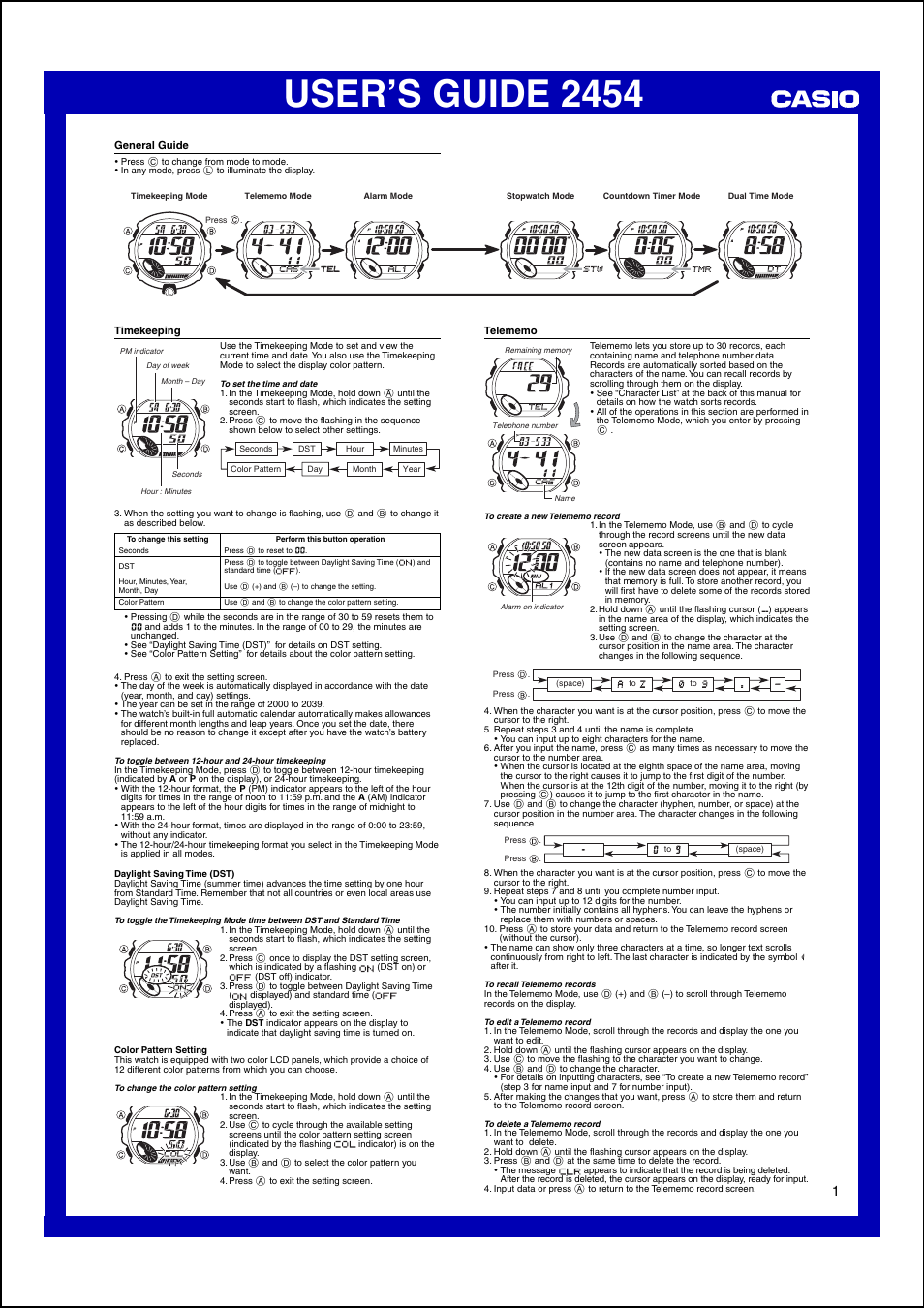 G-Shock G-3001M-8 User Manual | 2 pages