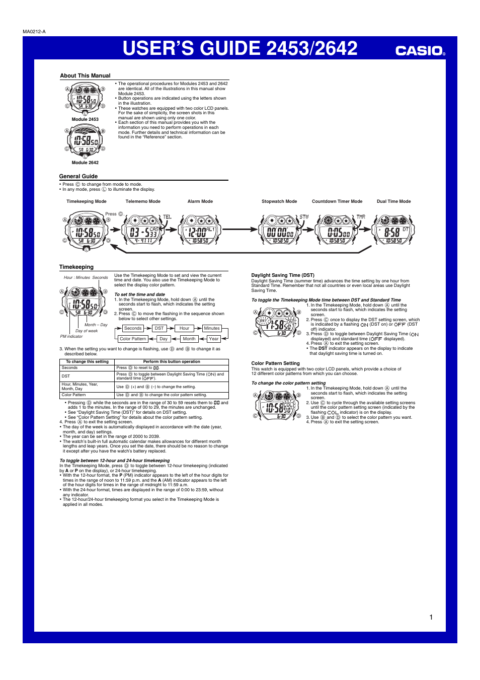 G-Shock G-3010-1V User Manual | 3 pages