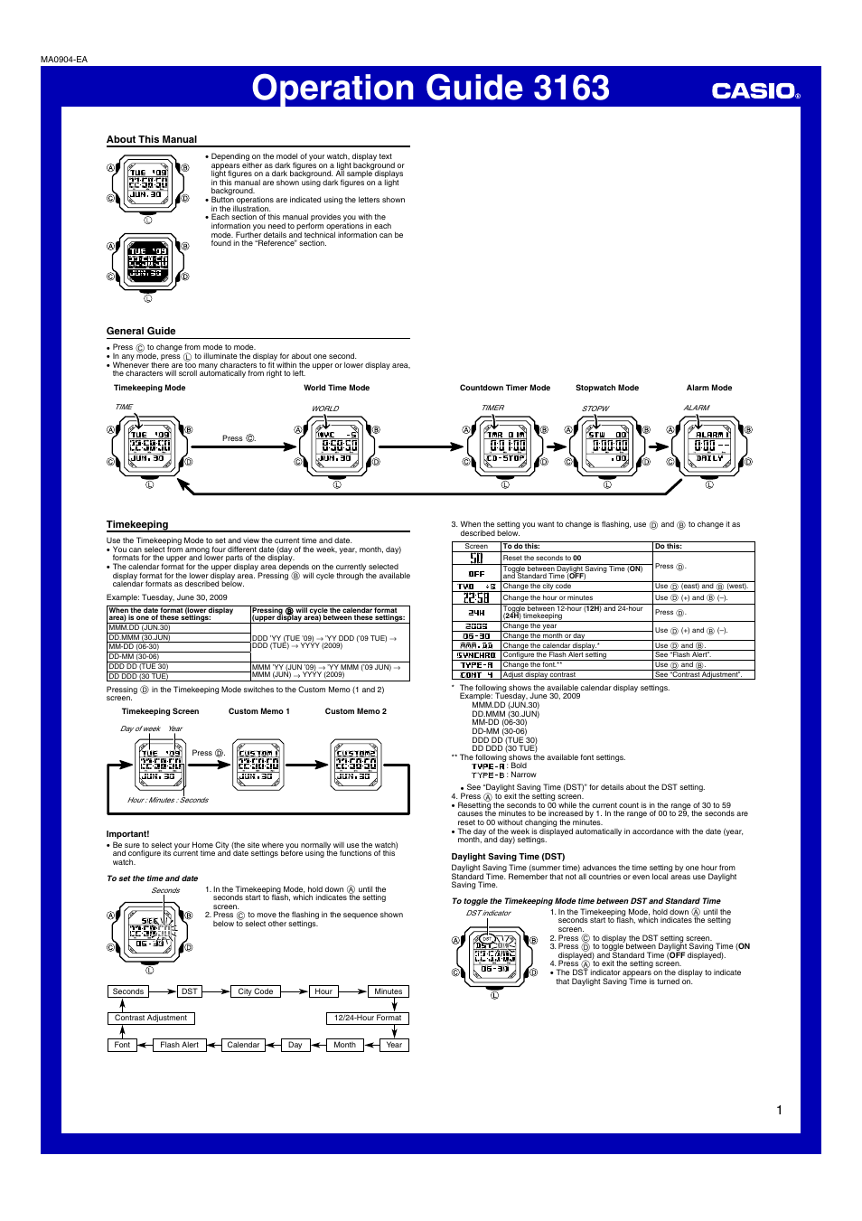 G-Shock G-7800-1 User Manual | 5 pages