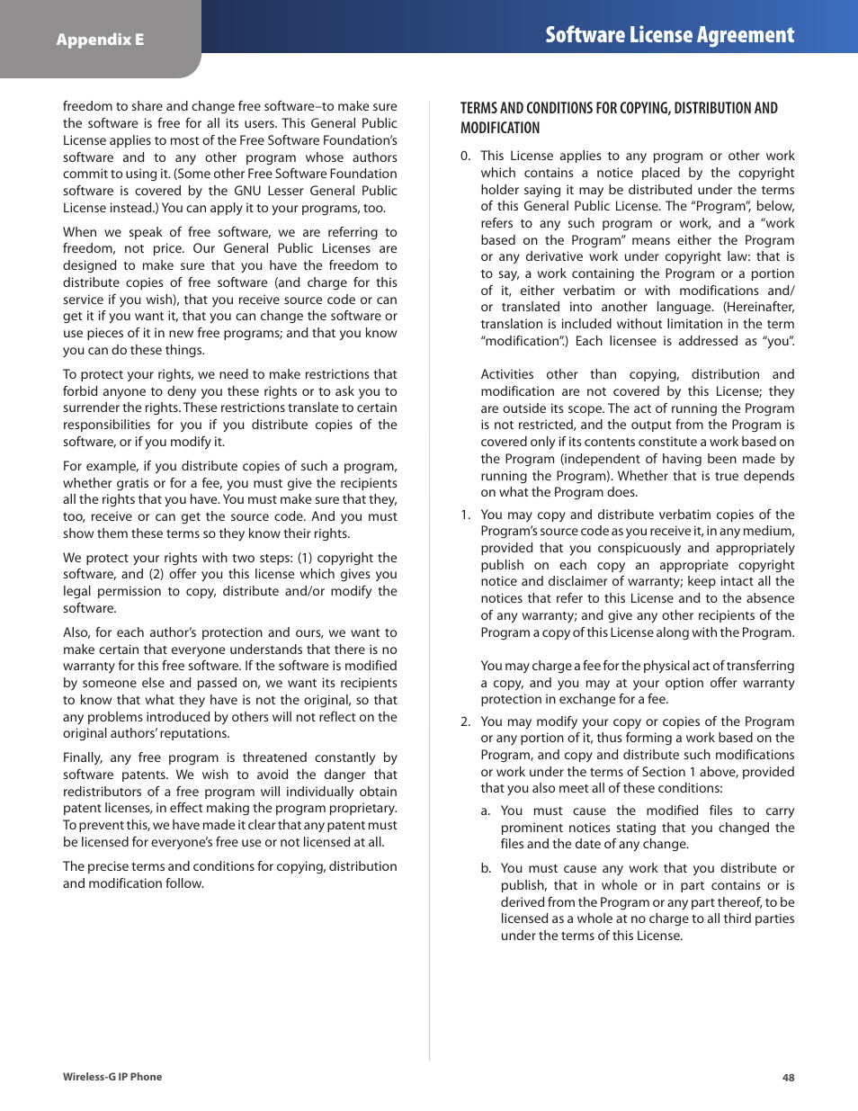 Software license agreement | Cisco WIP310 User Manual | Page 52 / 56