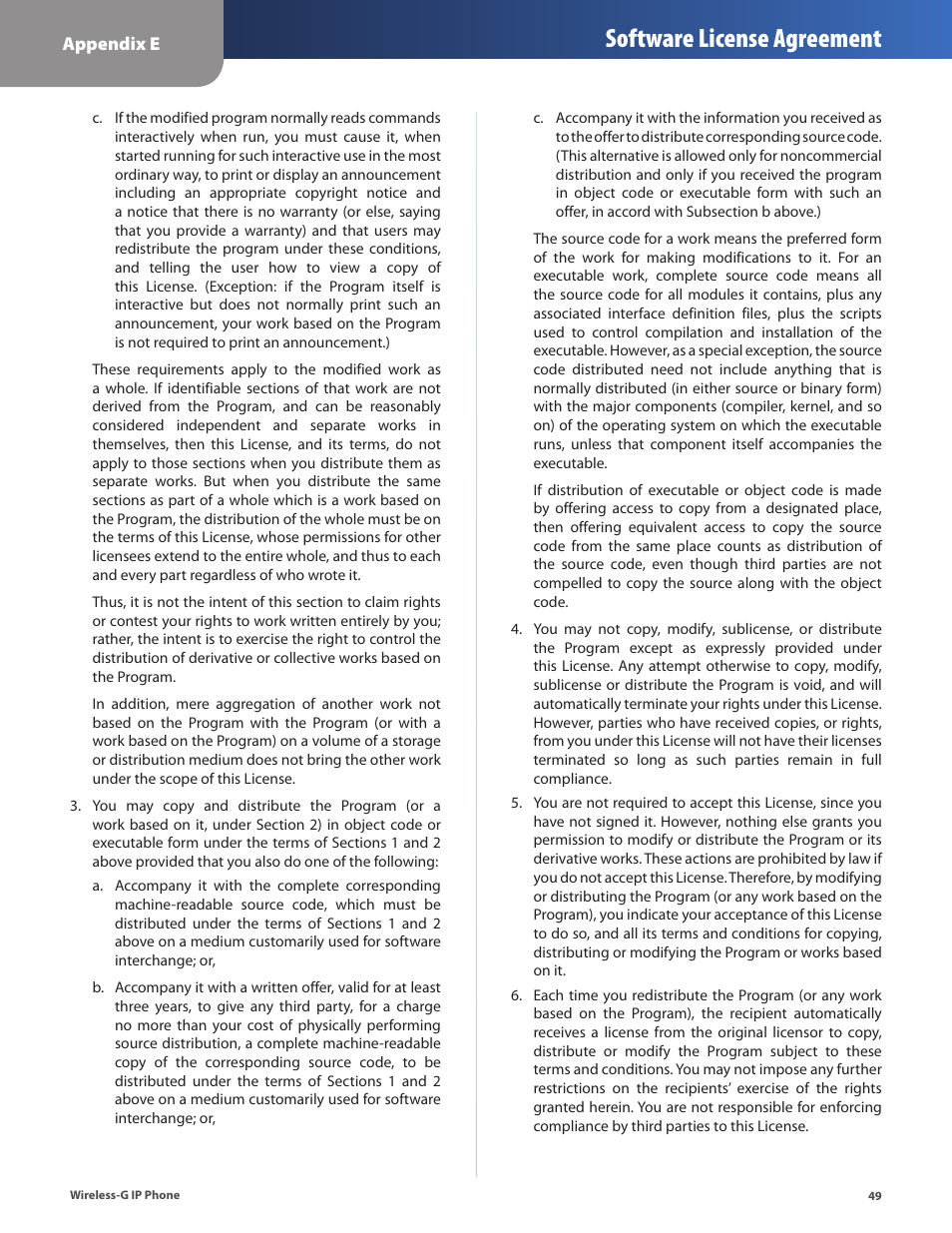 Software license agreement | Cisco WIP310 User Manual | Page 53 / 56