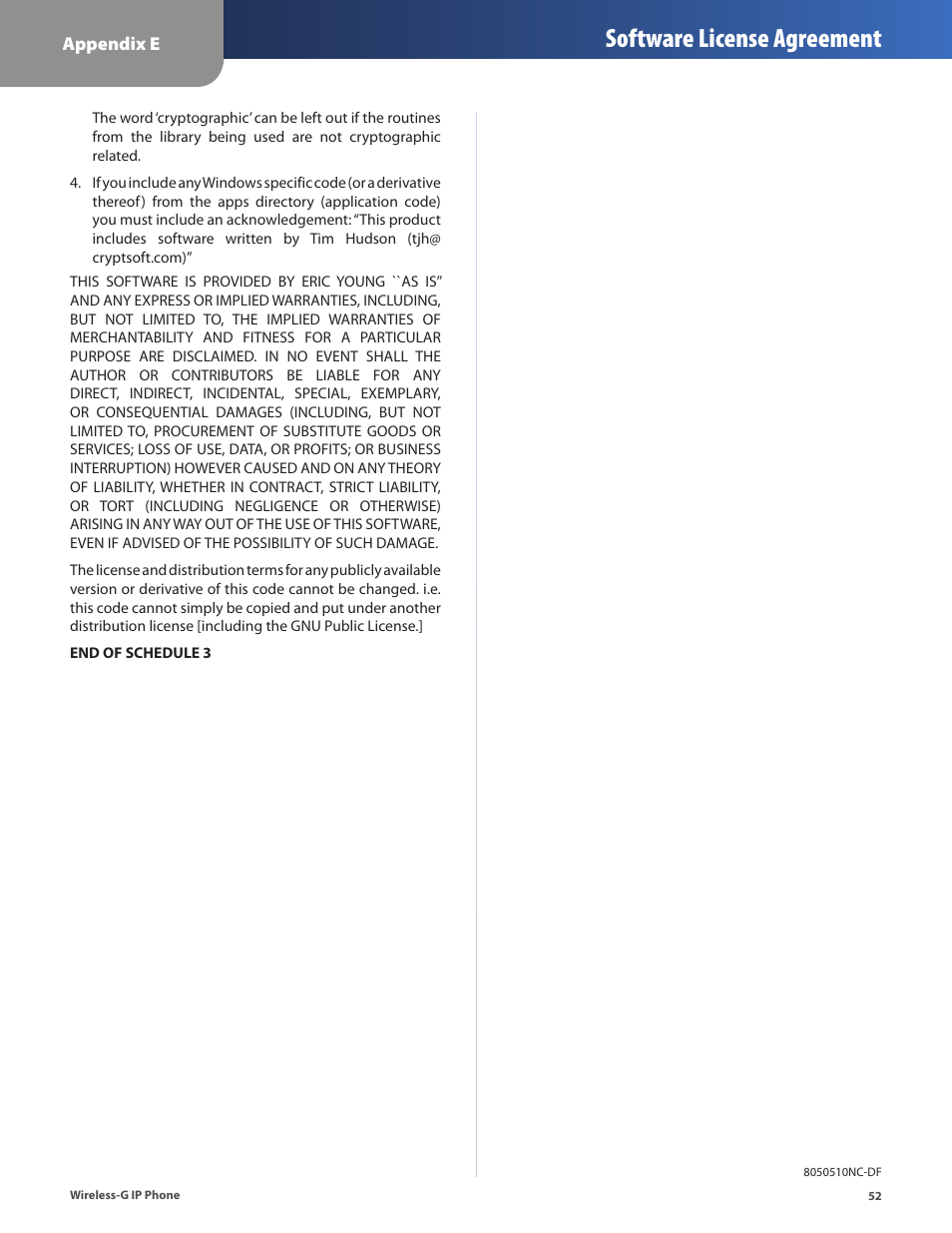 Software license agreement | Cisco WIP310 User Manual | Page 56 / 56