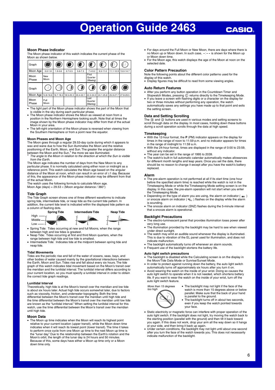 Operation guide 2463 | G-Shock GL-150-2 User Manual | Page 6 / 7