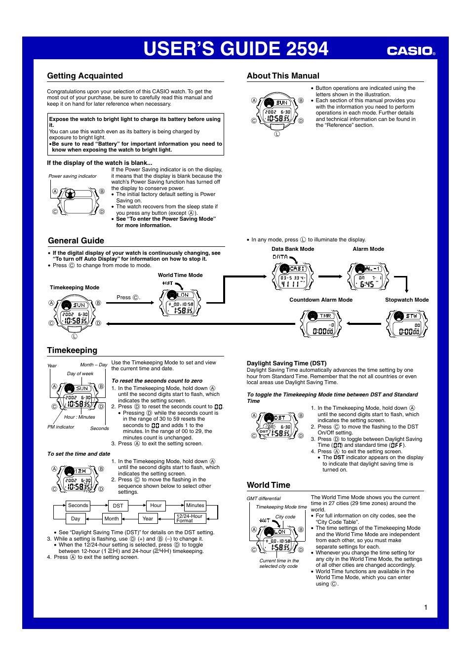 G-Shock GL-170-8JR User Manual | 6 pages