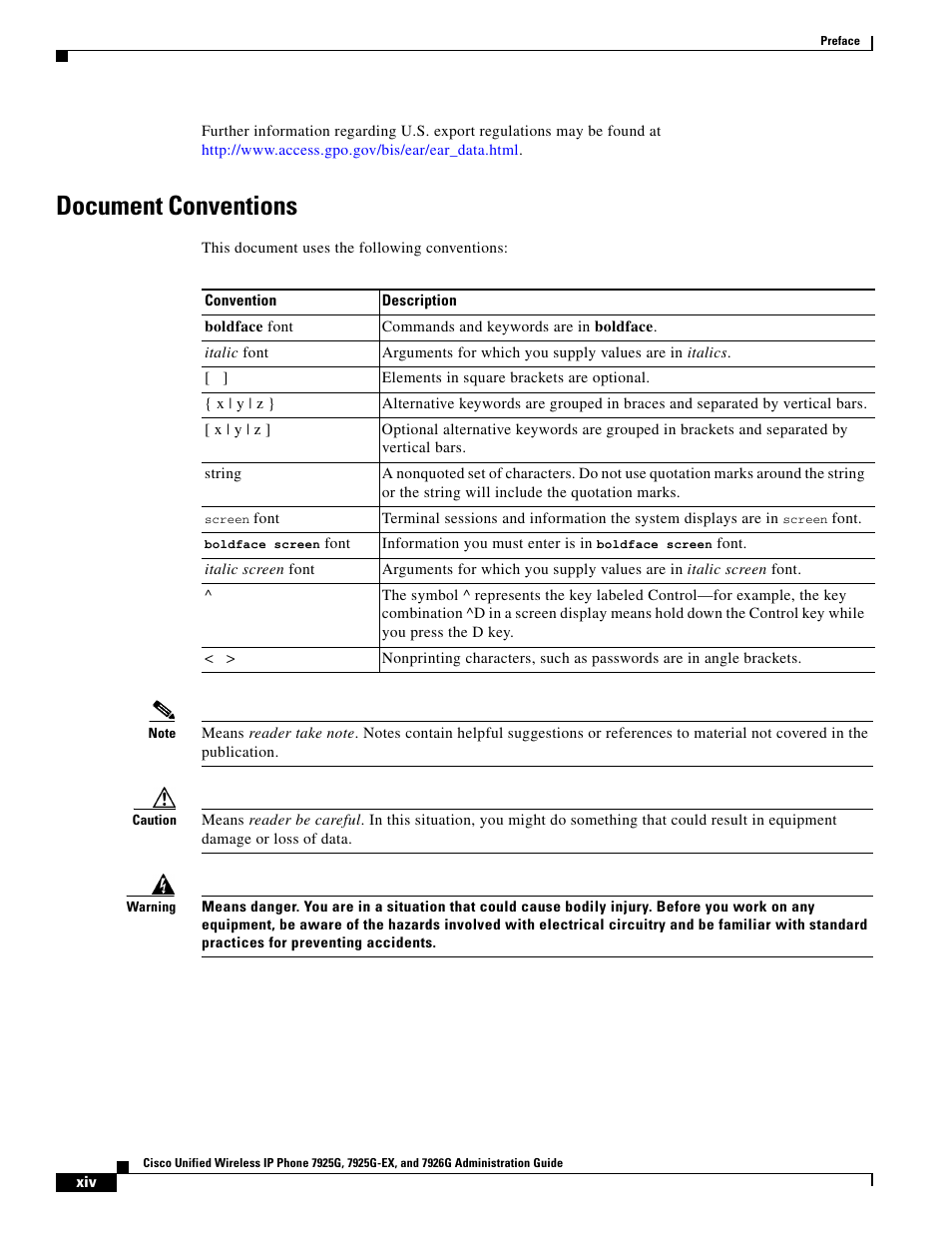 Document conventions | Cisco 7926G User Manual | Page 4 / 4