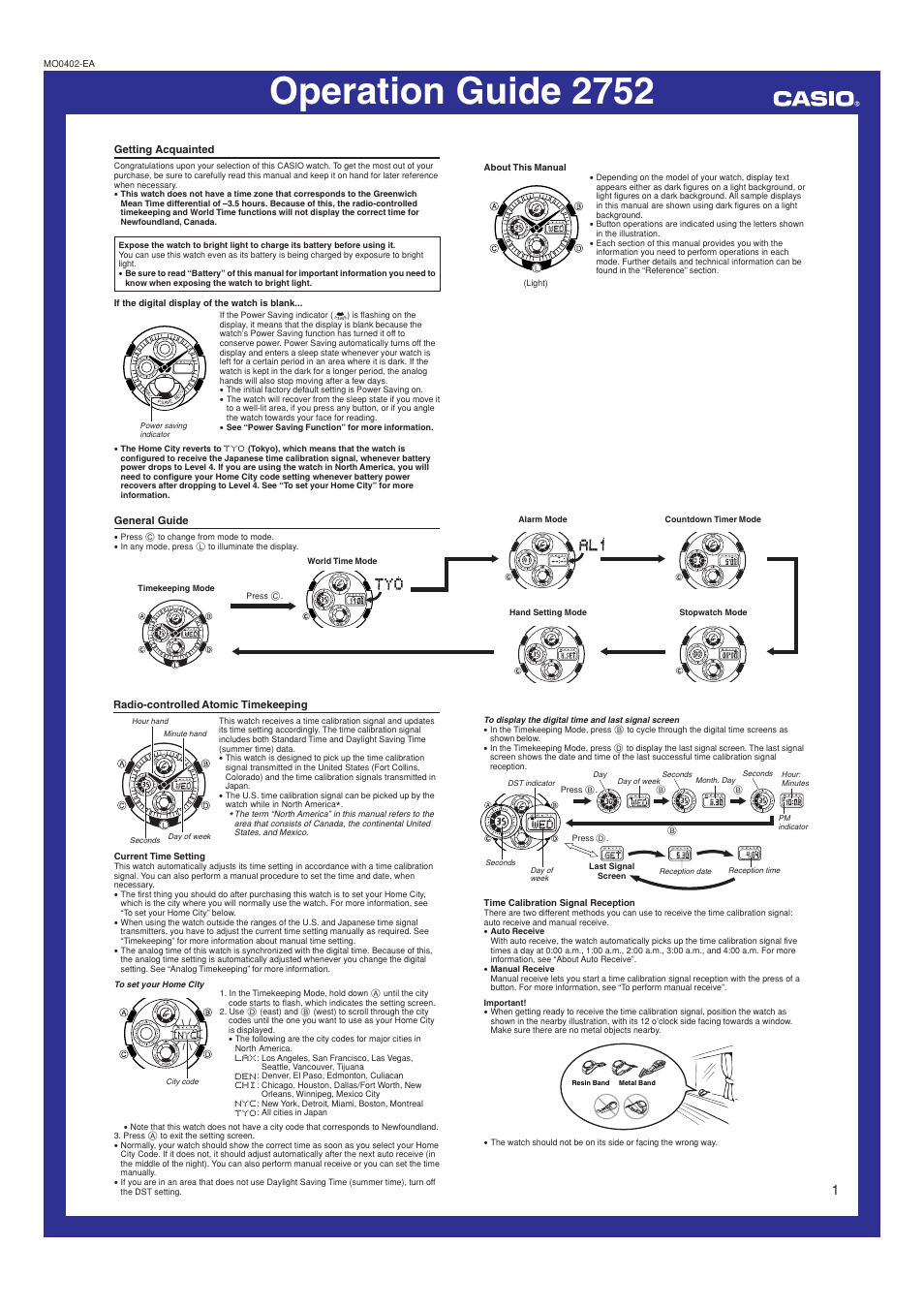 G-Shock GW-1000BDJ-8A User Manual | 6 pages